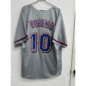 Michael Young Autographed Custom Texas Rangers Jersey Beckett COA Signed Auto